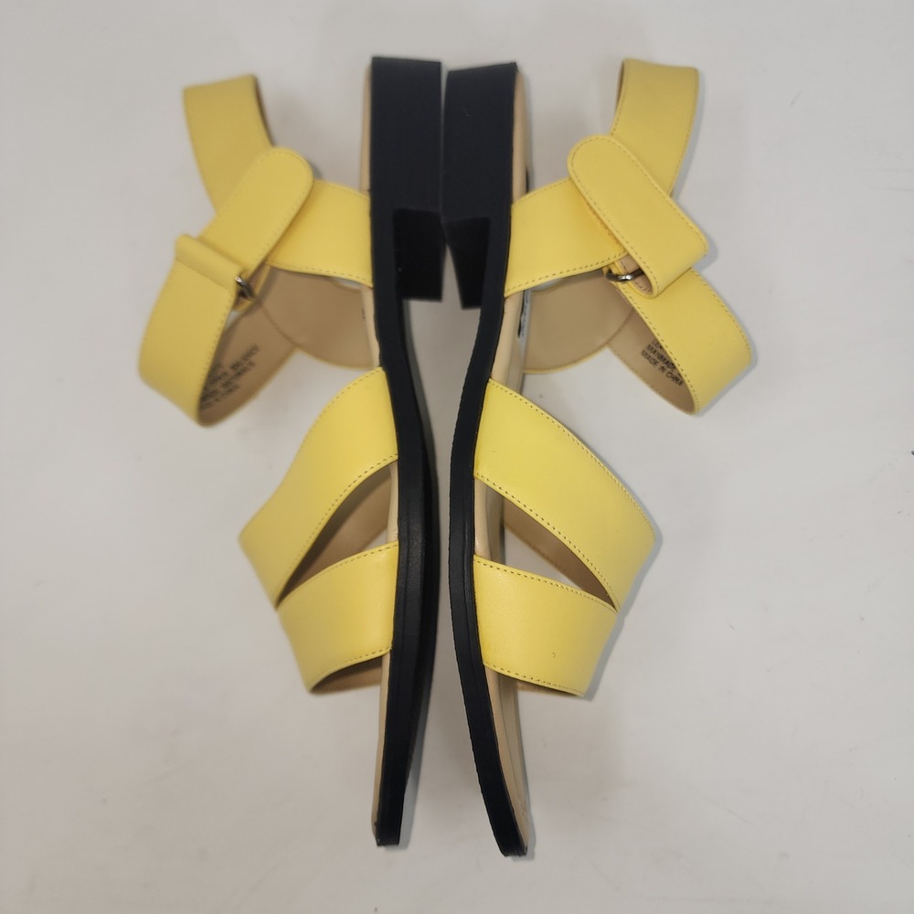 Madeline Stuart Pickles Sandals Womens 10M Yellow Leather Strappy Block Heel - Picture 9 of 11